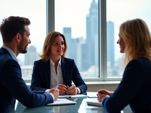 Professional HR consultants discussing strategy in a bright office